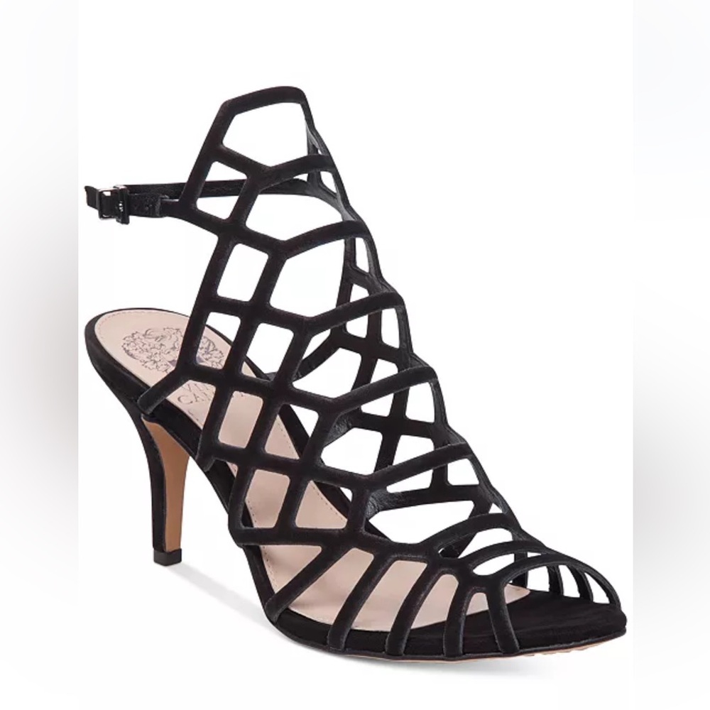 Vince Camuto “Paxton” Caged Dress Sandals – Black – Women’s US 8½